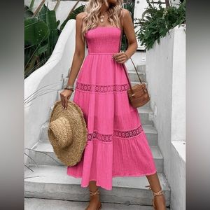 Boho lace insert tube dress